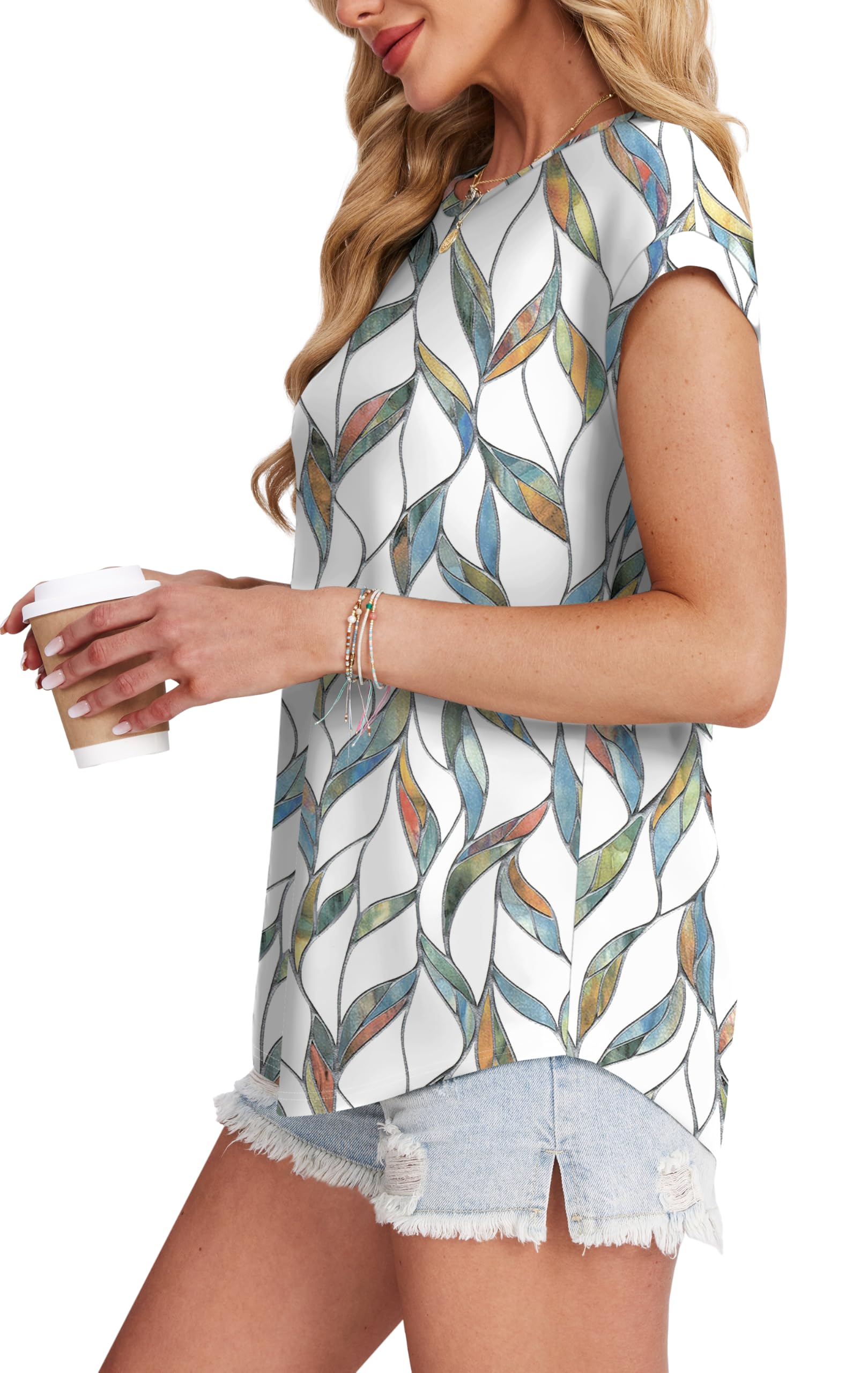 XIEERDUO Women's Short Sleeve Blouse - Elegant Casual Cap Sleeve Top with Curved Hem for Office, Dating & Everyday Wear | Flattering Fit Ladies Shirt