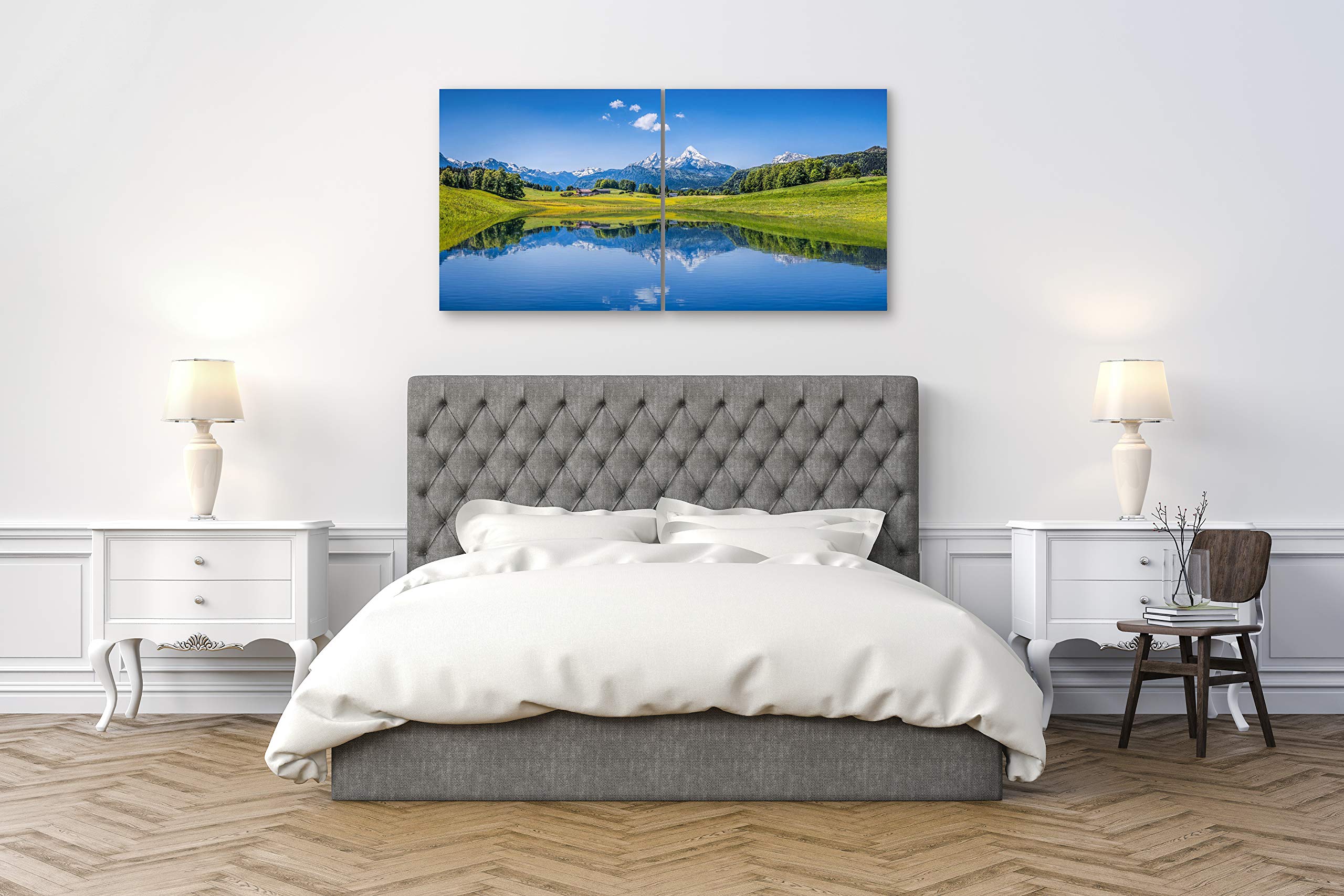 2-Piece Mountain Landscape Wall Art Set - Framed Winter Snowy Lake Canvas Prints for Living Room, Kitchen, Bedroom & Office Decor | Perfect Home Gift for Nature Lovers | Ideal for Cozy Cabin, Rustic Farmhouse or Modern Interior Design