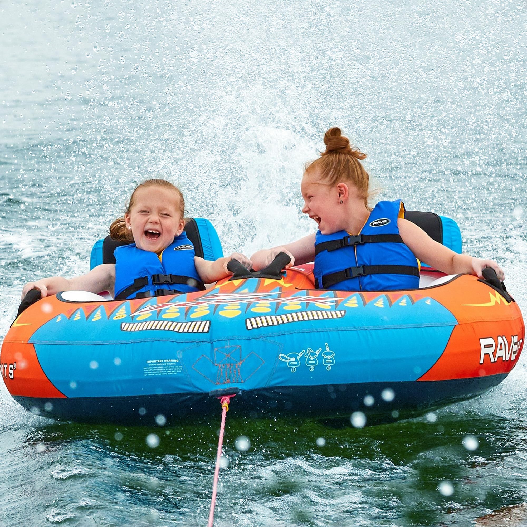 RAVE Sports Tirade II Inflatable Boat Towable Tube - 1-2 Rider Water Sports Towable for Lakes & Rivers, Perfect for Summer Fun & Family Adventures
