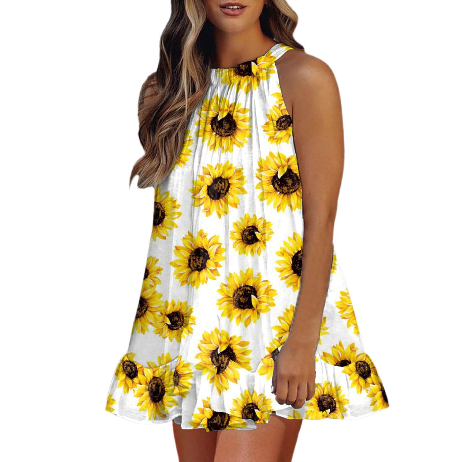 Yomiee Women's Summer Dresses 2022 - Sexy Casual Sleeveless Bandage Mini Dress with Floral Print | Perfect for Beach Vacations, Date Nights & Summer Parties