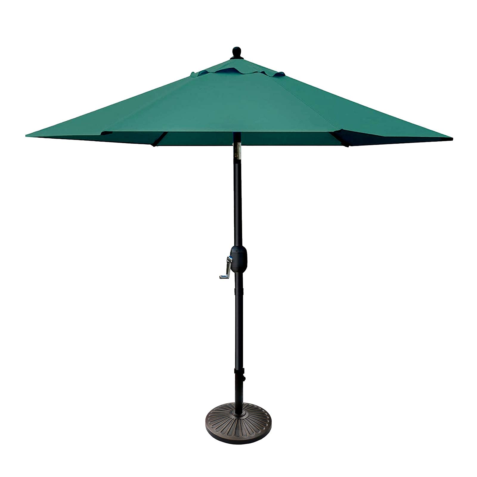 Sunnyglade 7.5 Foot Outdoor Patio Umbrella with 6 Ribs - Heavy Duty Dark Green Cantilever Umbrella for Garden, Pool & Backyard | Includes 18 Inch 30.2 lbs Bronze Weighted Base for Stability - Perfect for Outdoor Dining, Lounging and Shade Protection