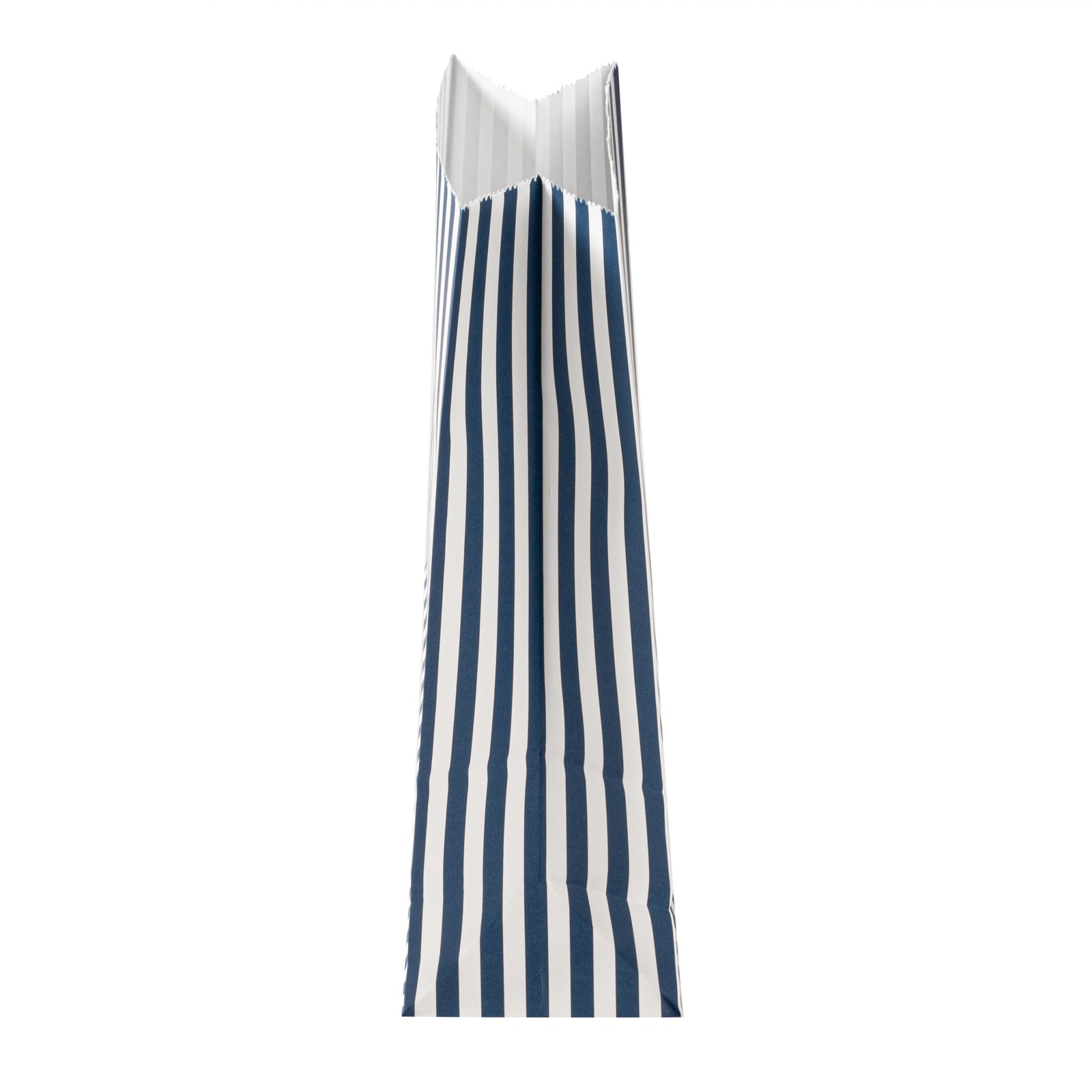 Blue and White Striped Paper Bags - 4 lb Capacity, 5 x 3.25 x 9.5 Inches - Pack of 100 - Perfect for Gift Wrapping, Party Favors, and Retail Packaging