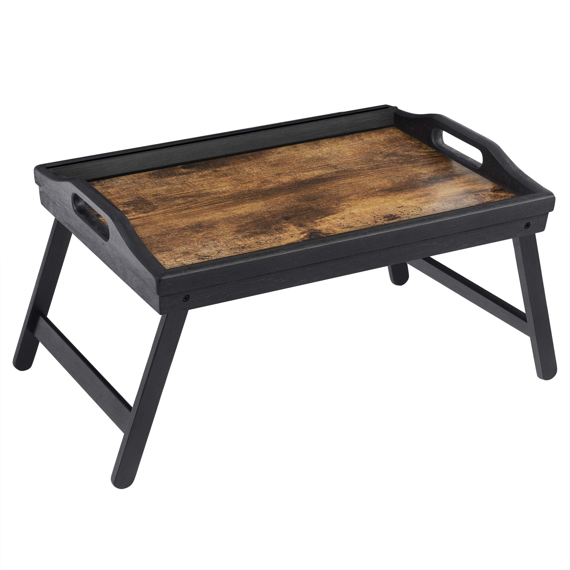 SONGMICS Bamboo Bed Tray with Folding Legs - Breakfast & Laptop Tray for Sofa/Bed Use