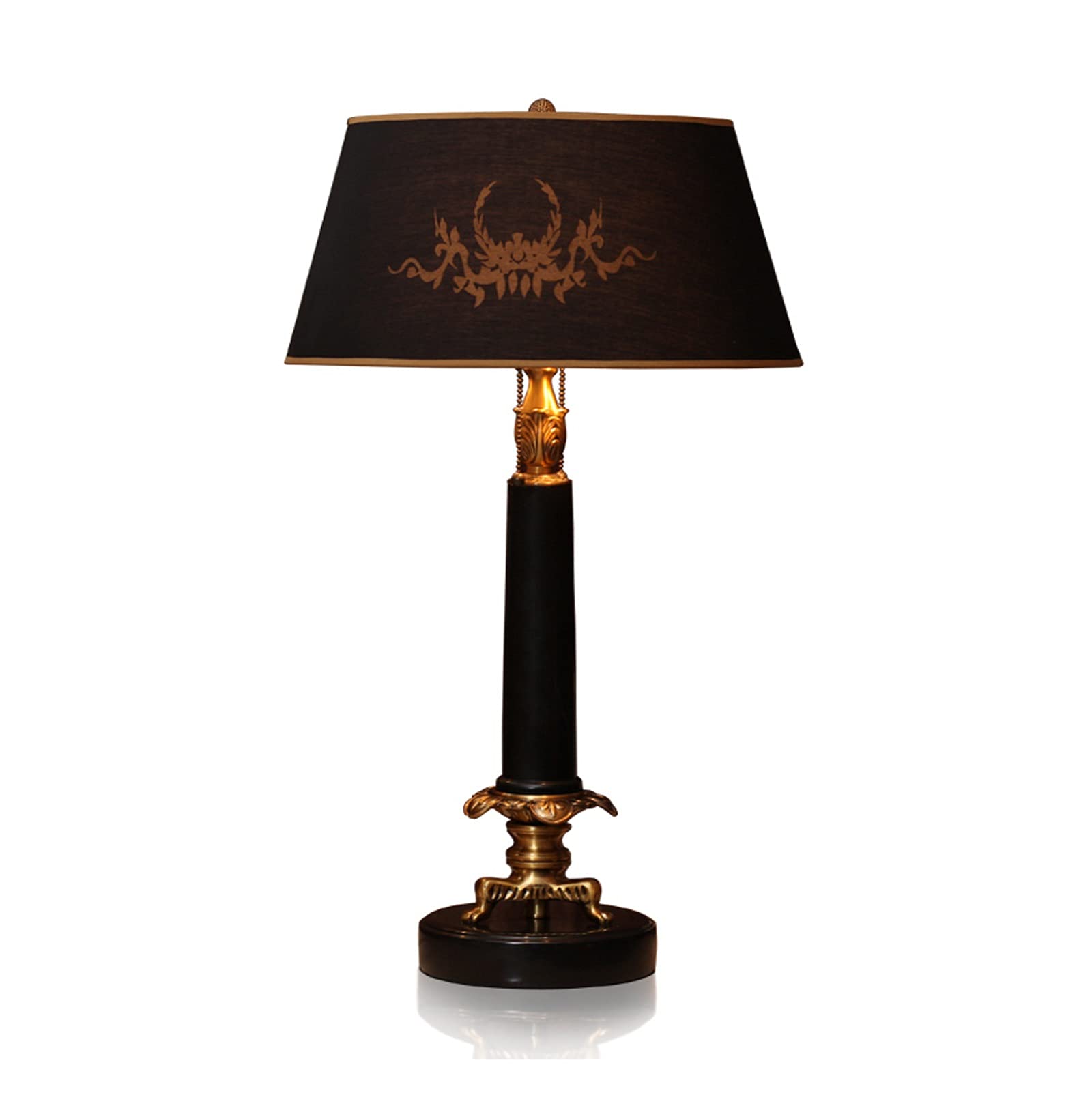 Modern Black Stone Table Lamp with Fabric Lampshade - 29