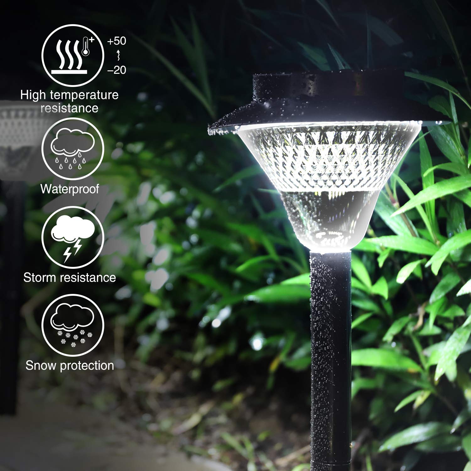 Solar Pathway Lights Outdoor - 2 Pack Super Bright LED Solar Garden Lights with 12 Hours Runtime, IP65 Waterproof for Yard, Landscape, Walkway - Perfect for Driveway, Patio, Deck and Backyard Lighting