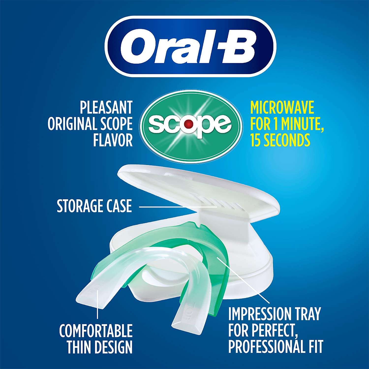 Oral-B Nighttime Dental Guard for Teeth Grinding Protection - Custom Fit in Under 3 Minutes with Scope Mint Flavor - Perfect for Bruxism Relief While Sleeping