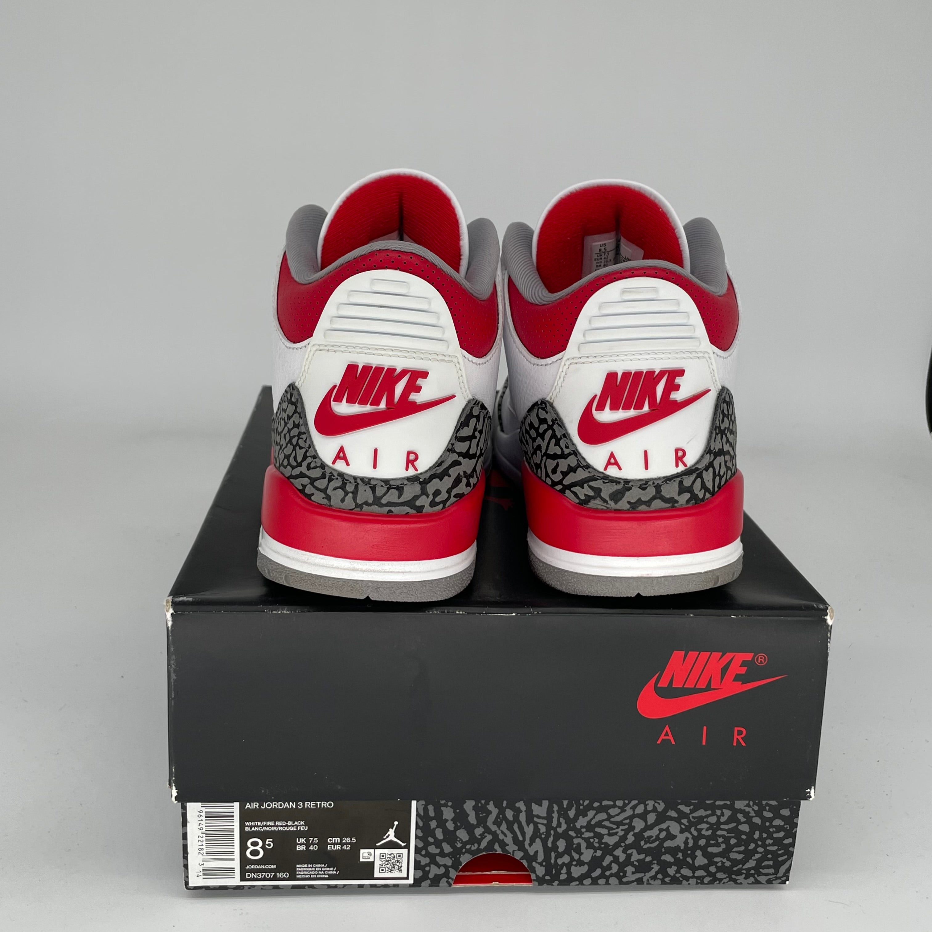 AIR JORDAN 3 Retro Fire Red Men's Basketball Shoes Size 8.5 DN3707-160 - Perfect for Streetwear, Sneaker Collection & Casual Wear