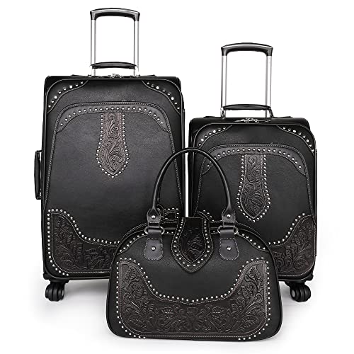 A Luggage Set 3 PC- Black Aztec