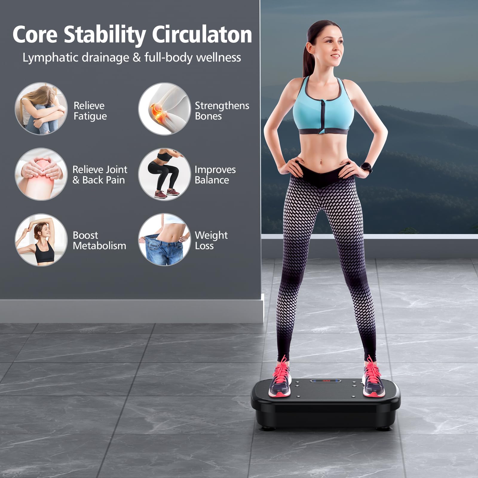 Vibration Plate Exercise Machine for Weight Loss & Body Toning - 330 lbs Capacity Whole Body Vibration Platform with Lymphatic Drainage - Perfect for Home Gym, Fitness Training & Wellness Recovery