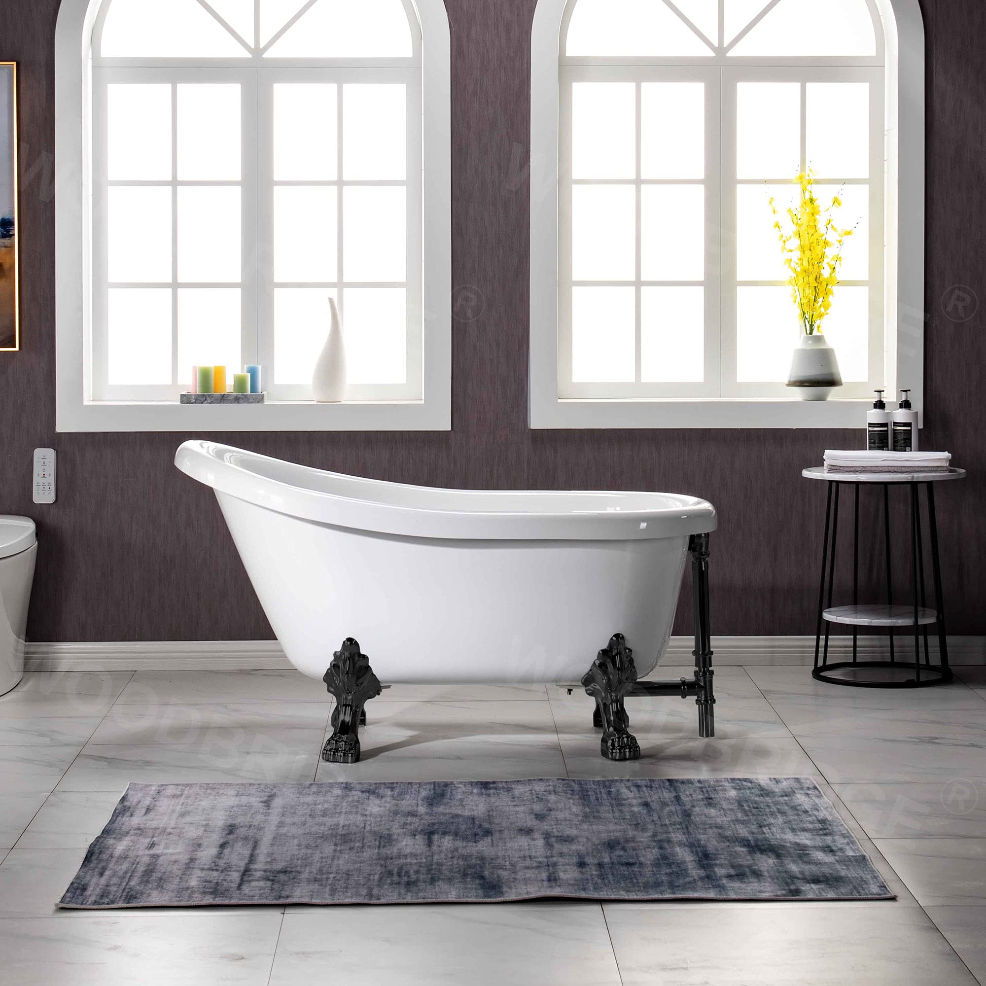 WOODBRIDGE B0021 Oil Rubbed Bronze Bathtub with ORB Feet & Drain - Freestanding Soaking Tub for Luxury Bathroom & Spa Relaxation
