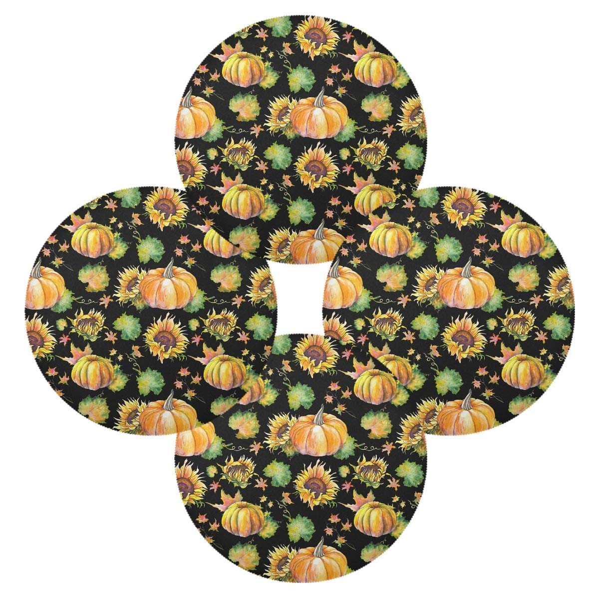 Premium MCHIVER Autumn-Themed Placemats Set - 15.4 Inch Pumpkin Sunflower Leaf Design Holiday Dining Table Mats for Fall Decorations | Perfect for Thanksgiving Dinner, Autumn Parties & Cozy Home Decor