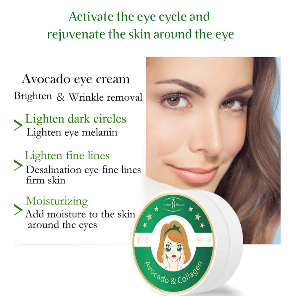 30 Pairs Collagen Eye Mask Patches - Hydrogel Under Eye Pads for Wrinkles & Dark Circles - Avocado Infused Hydrating Eye Treatment for Smooth Skin - Perfect for Night Care & Travel Skincare Routine