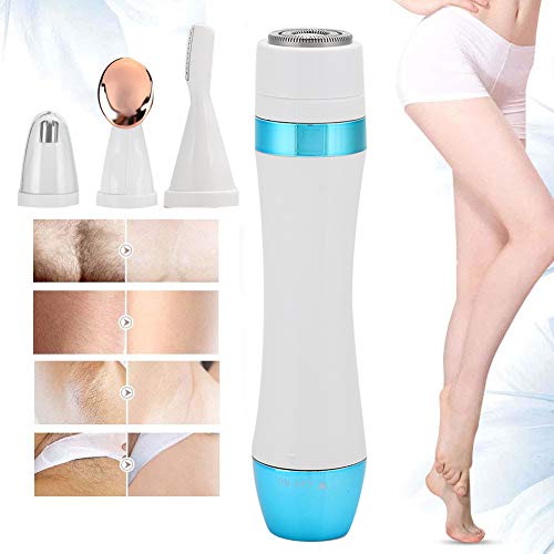 4 in 1 Multi-Functional Women's Eyebrow Trimmer, Facial Hair Shaver, Nose Hair Cutter & Epilator with Face Massager - Perfect for Eyebrows, Legs, Face, Armpits & Arms - At-Home Grooming & Spa Treatment