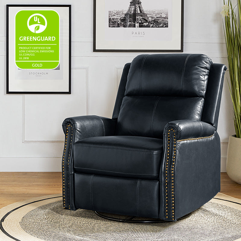 Kaietan Genuine Leather Power Rocking Recliner Chair - Adjustable Electric Massage Recliner Sofa for Living Room, Home Theater & Office Relaxation