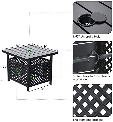MFSTUDIO 3-Piece Outdoor Patio Bistro Set with 2 Spring Motion Chairs & Metal Coffee Table - Burgundy Garden Furniture for Backyard, Lawn - Includes Padded Cushions & 1.57