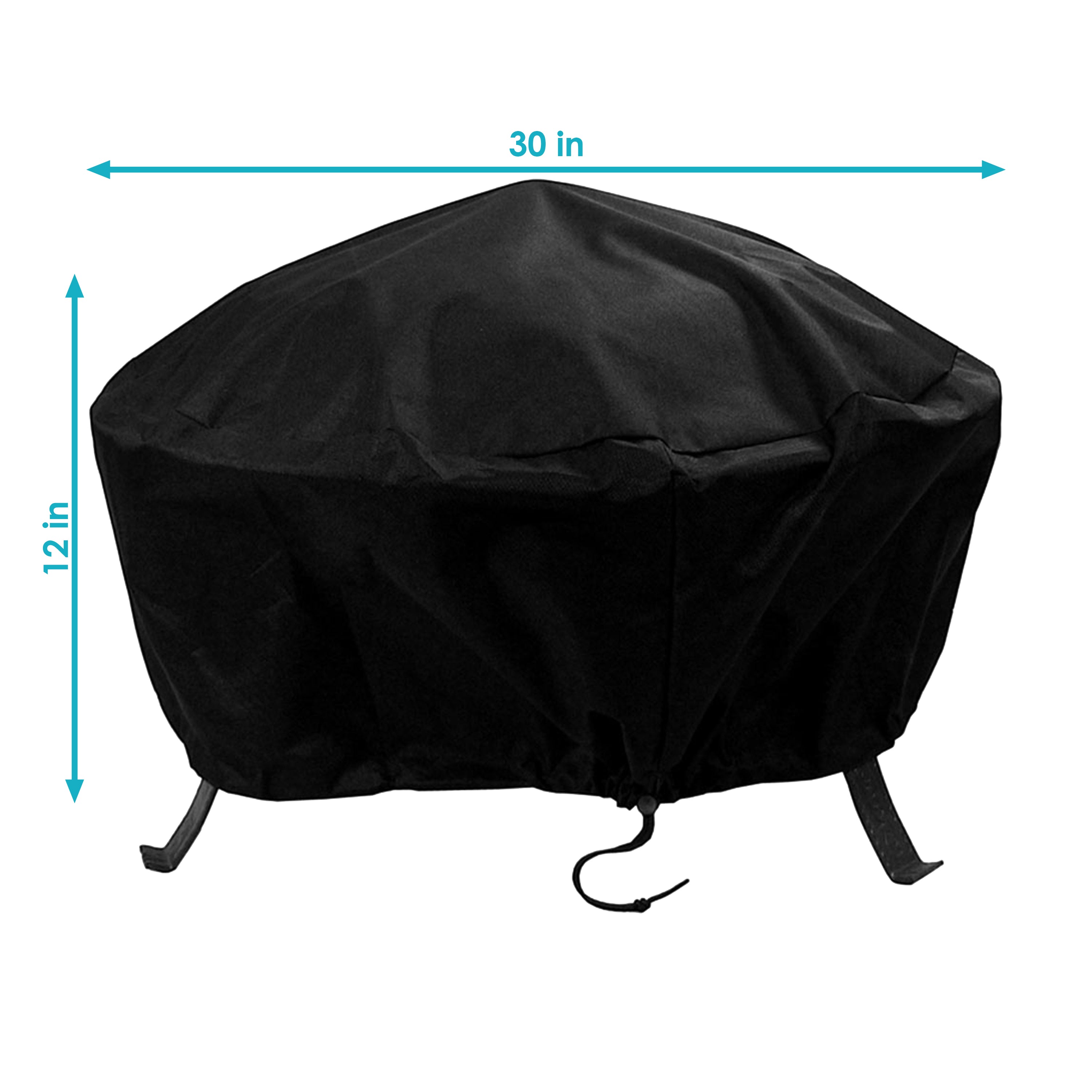 Heavy Duty Round Fire Pit Cover - Weatherproof & UV Resistant Outdoor Fire Pit Cover for Patio, Backyard, and Camping - Black