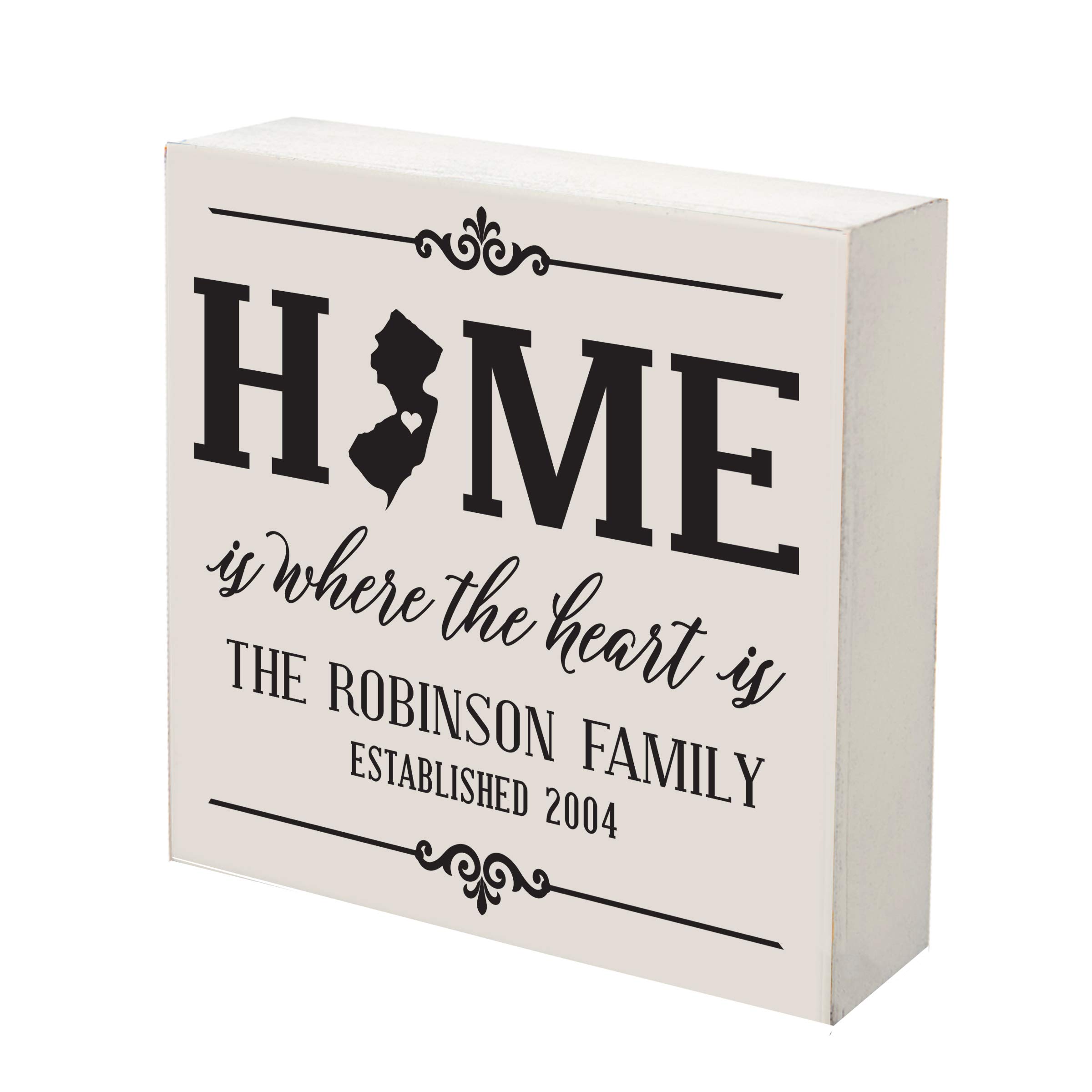 LifeSong Milestones Personalized New Jersey Home State Shadow Box - Custom Wooden Keepsake for Home Sweet Home Decor (6x6 White) | Perfect Housewarming Gift, Family Established Anniversary Present & Wall Shelf Decor for Living Room, Bedroom or Office
