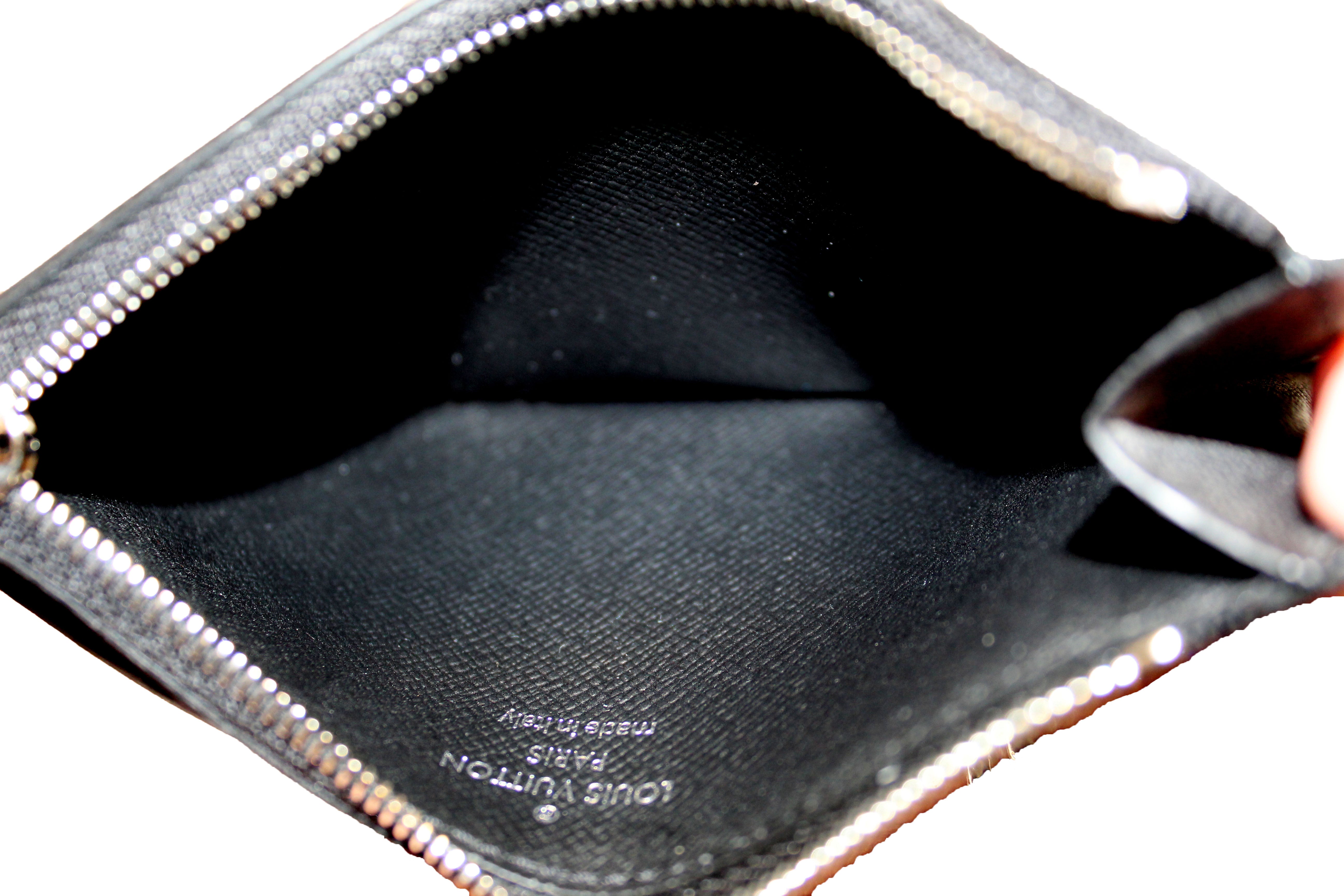 Authentic Louis Vuitton Damier Graphite Canvas Coin Card Holder Wallet - Slim RFID Blocking Credit Card Case for Men & Women | Perfect for Travel, Business & Everyday Use