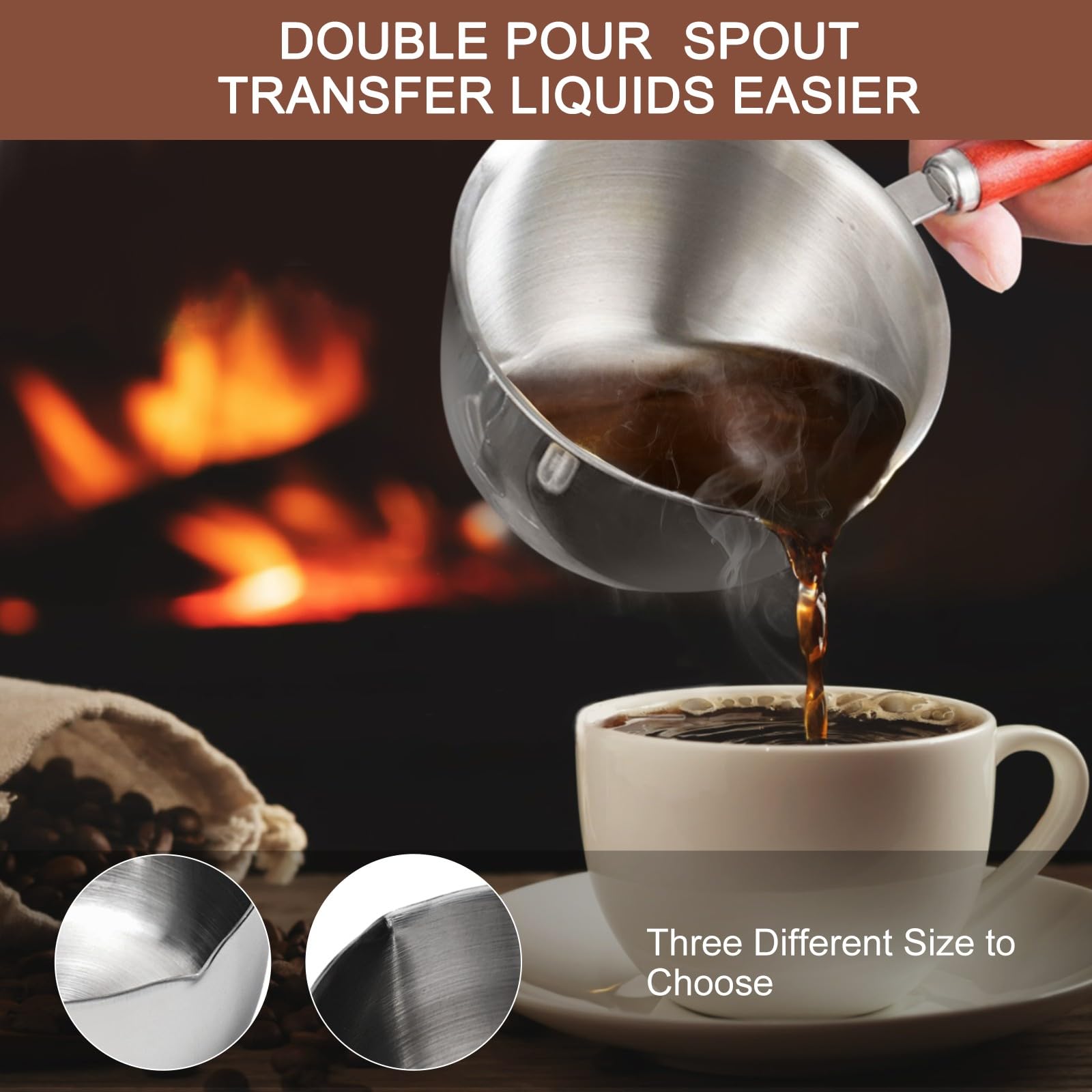 Stainless Steel Butter Warmer Pot for Seafood & Cooking - 500ml/17oz Small Saucepan for Melting Butter, Milk, Coffee & Hot Oil - Perfect for Restaurants, Kitchens & Tea Light Candle Dining