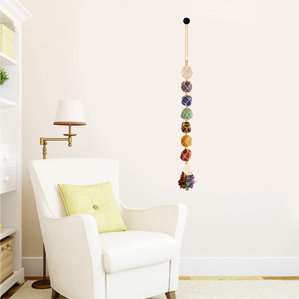 7 Chakra Healing Crystals Feng Shui Hanging Ornament - Car & Home Decor for Meditation, Window & Party Decoration - Enhance Positive Energy & Relaxation in Office, Bedroom or Yoga Space