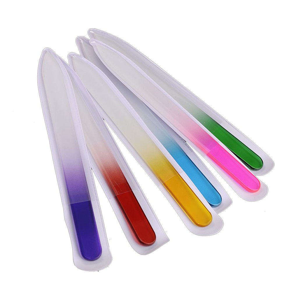 6-Piece Professional Glass Nail File Set - Crystal Nail Buffer & Polisher for Women & Girls - Perfect for Manicures, Pedicures & Nail Art at Home or Salon
