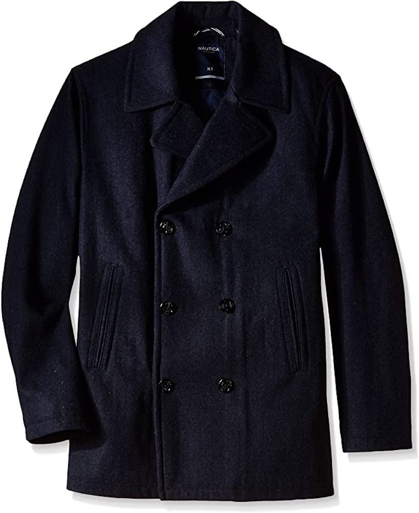 Nautica Men's Big & Tall Wool-Blend Peacoat Coat - 5X Tall Navy Blue Winter Jacket for Cold Weather | Formal & Casual Outerwear for Business & Everyday Wear
