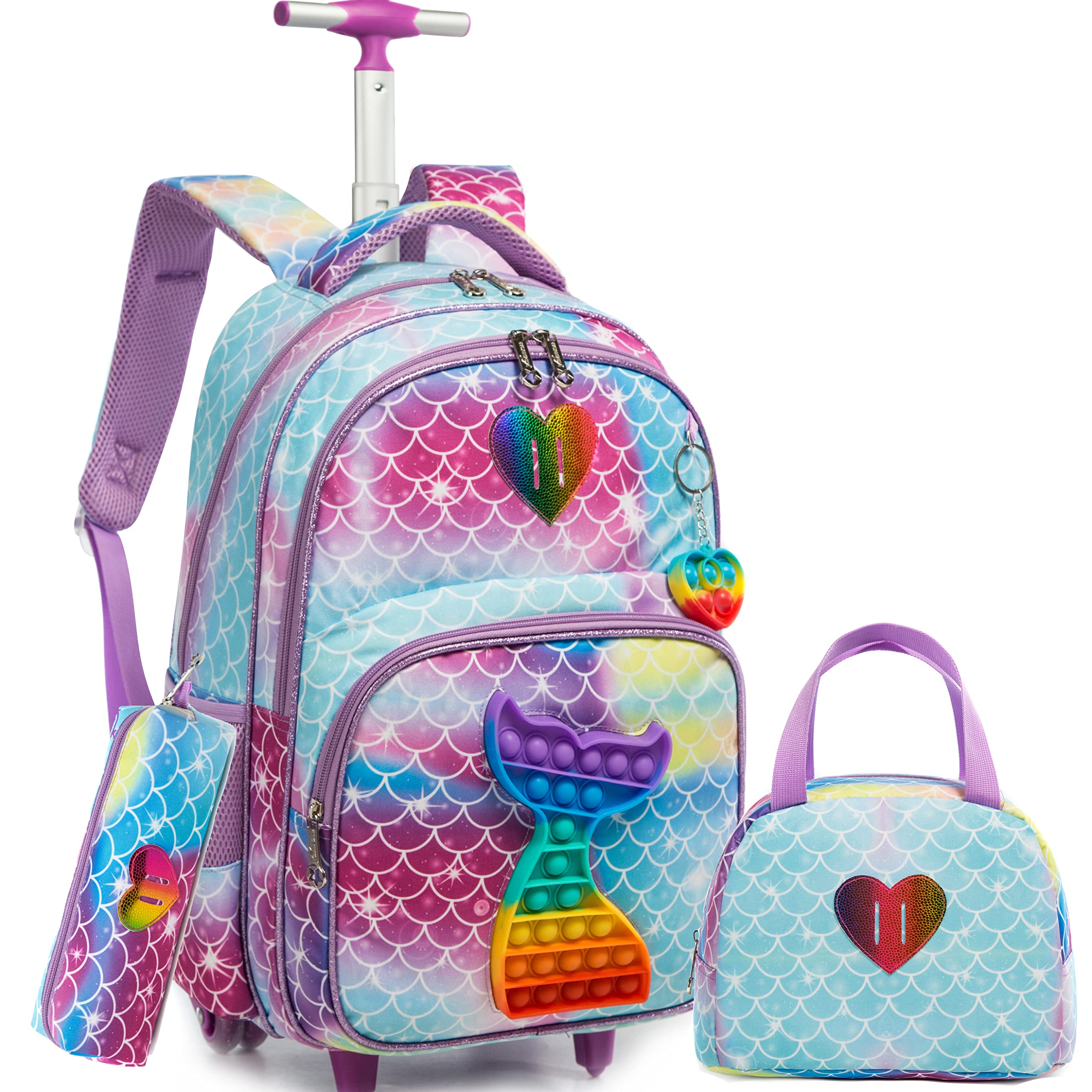 **Unicorn Rolling Backpack for Girls - 3-in-1 Wheeled School Backpack with Wheels for Travel, Picnic & Daily Use - Cute Kids Luggage for School, Outings & Weekend Adventures**