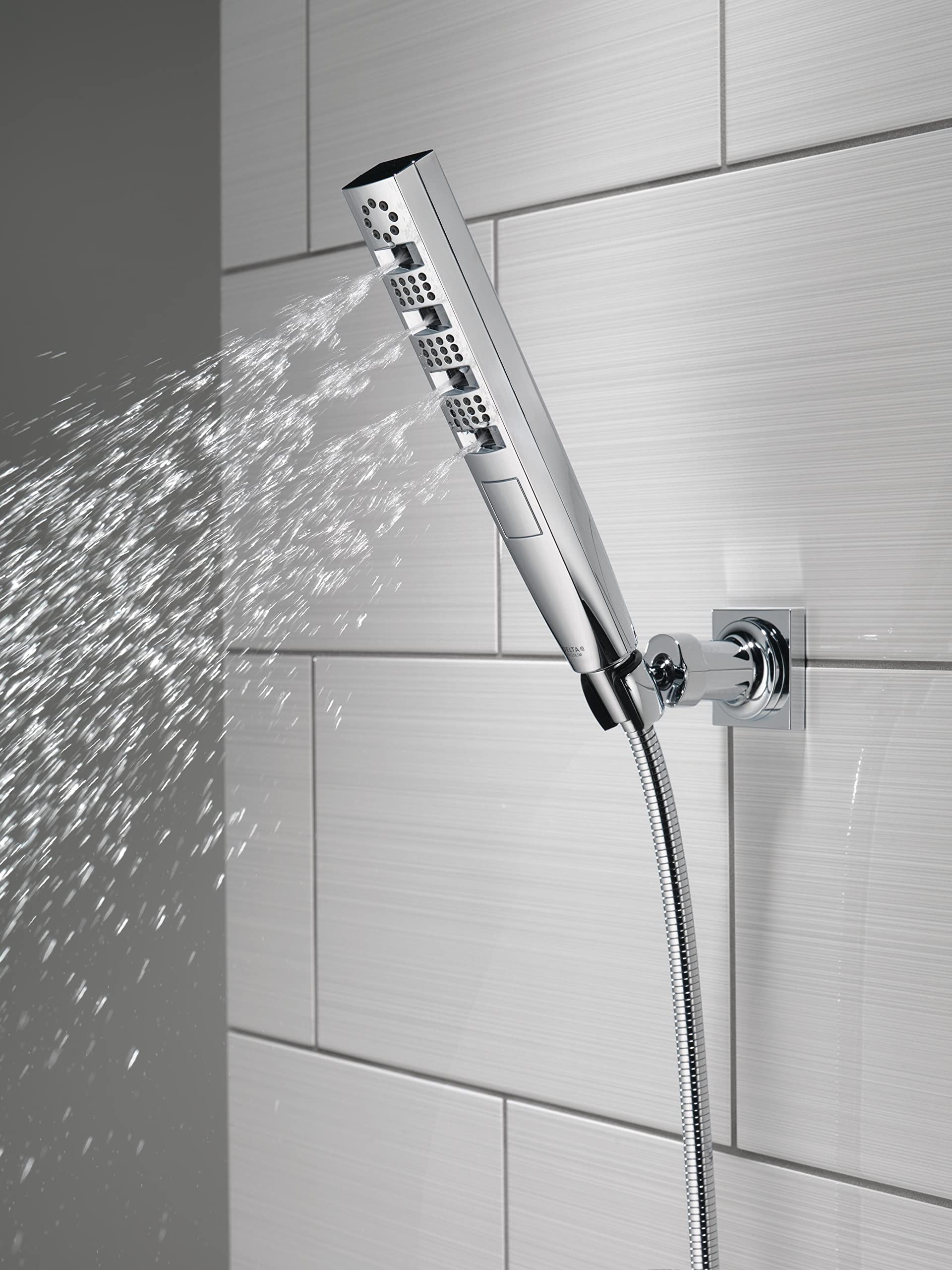 Delta Faucet Tetra H2Okinetic Handheld Shower Head with Hose - Chrome Finish, Detachable Shower Head with Lumicoat Technology (Model 55140-PR) - Perfect for Bathroom Renovation, Spa-Like Shower Experience, and Water-Saving Home Upgrades