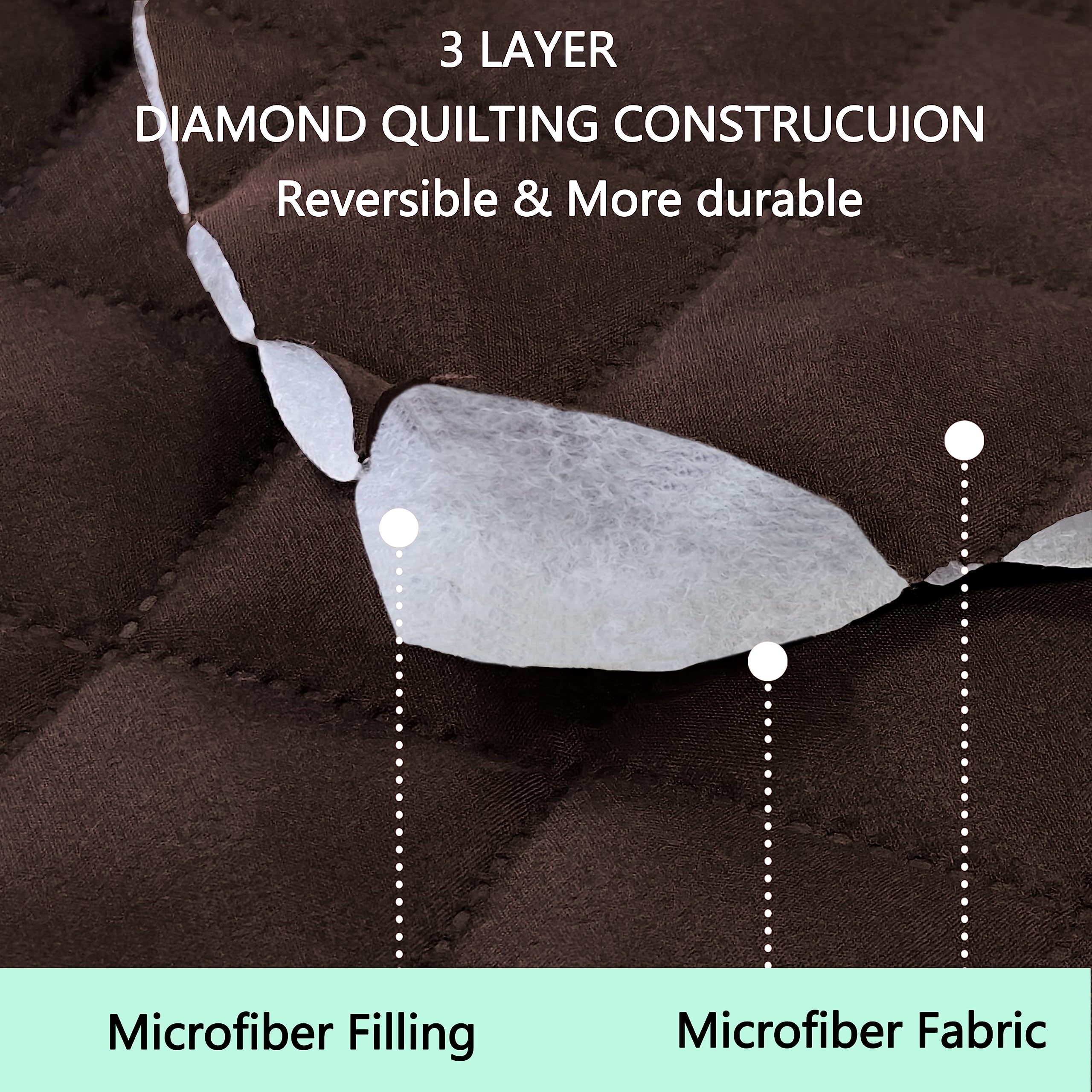 Reversible Loveseat Sofa Cover - Chocolate/Beige Stretchable Furniture Protector for Couches - Perfect for Living Room, Bedroom & Home Decor