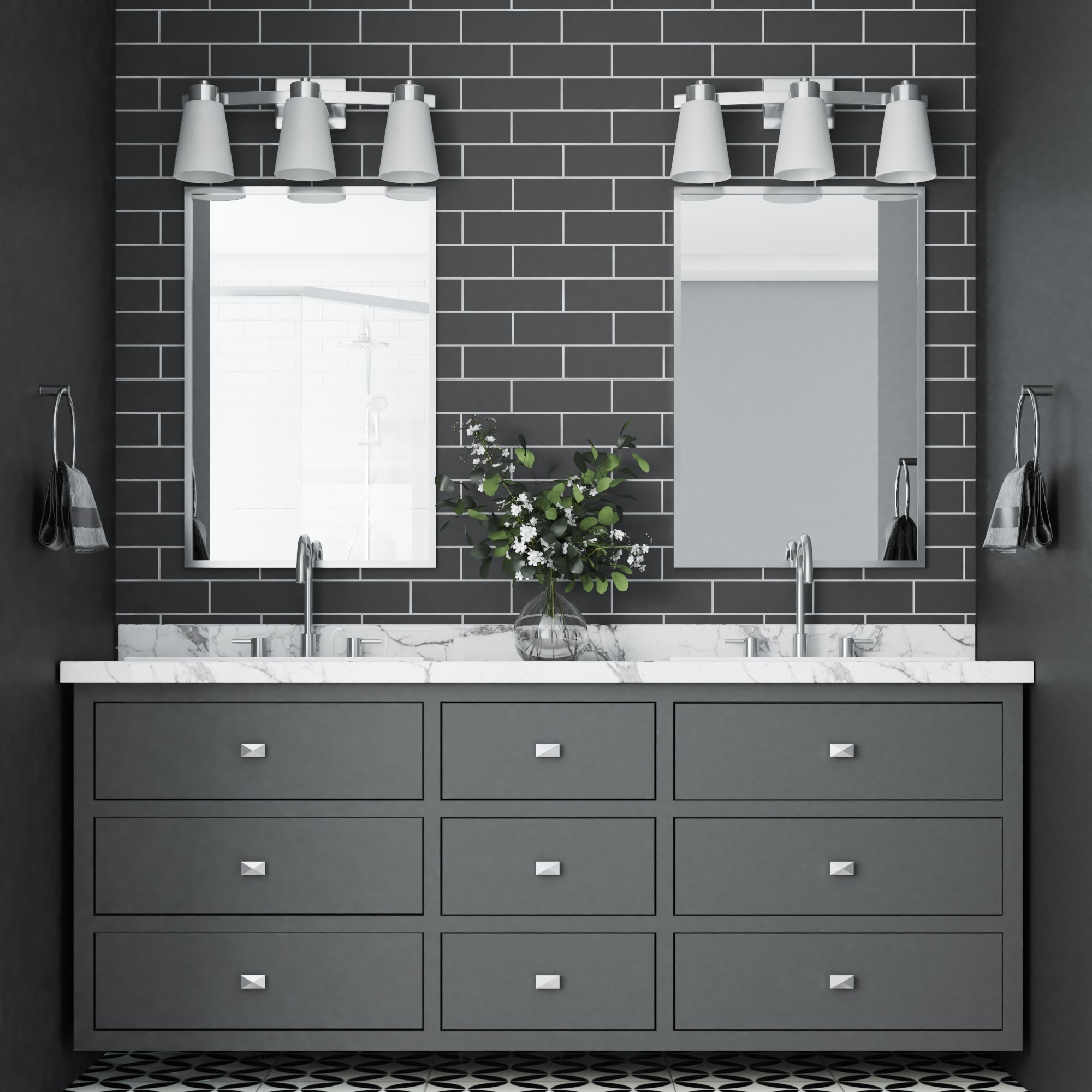 Fairendale 3-Light Vanity Light Fixture with Frosted Glass Shades in Brushed Nickel Finish - Perfect for Bathroom, Bedroom, and Dressing Room Lighting
