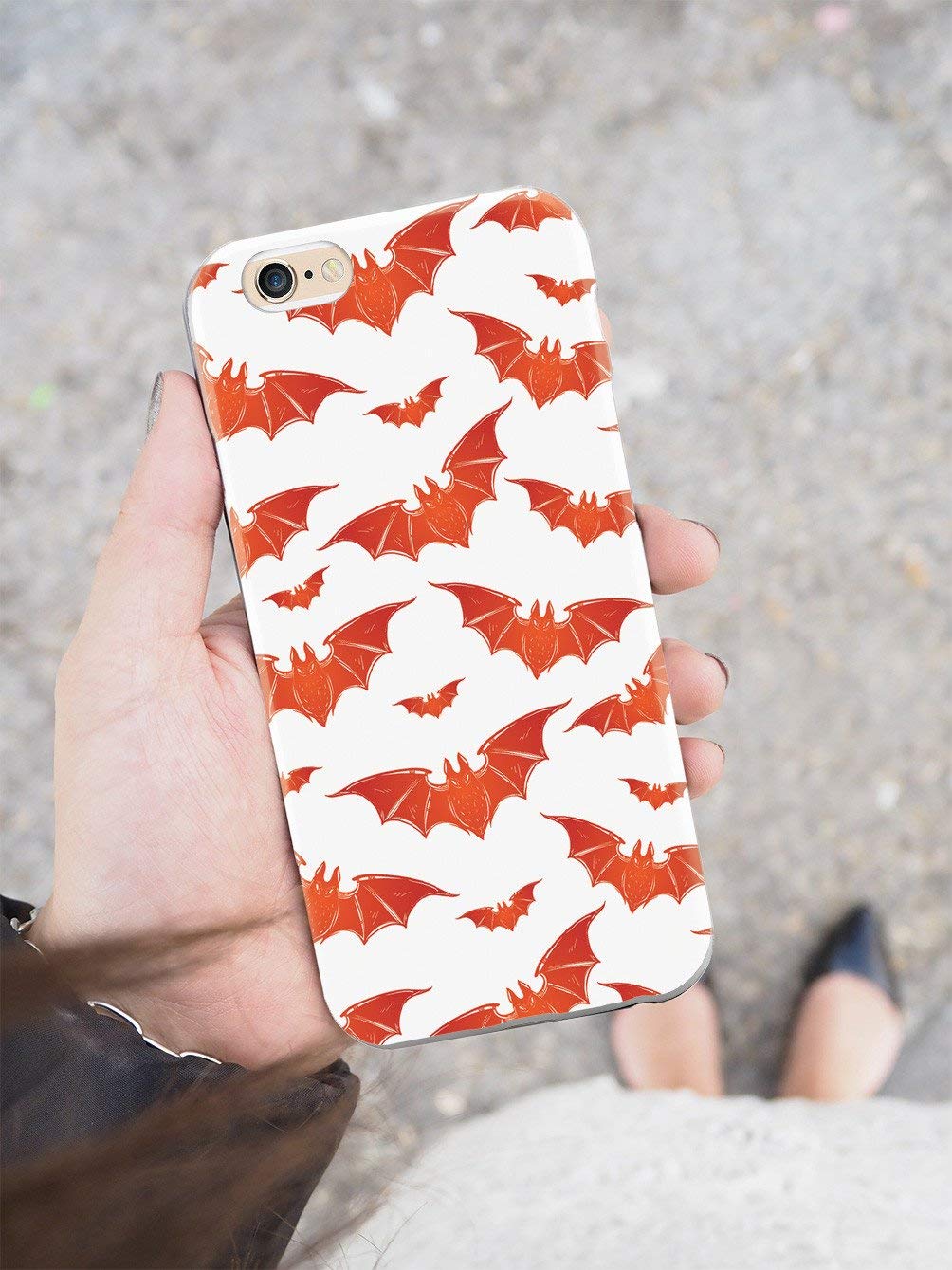 Stylish 3D Textured Protective Phone Case for Apple iPhone 12 - Halloween Bats Design in Orange & White - Durable Shockproof Cover with Premium Grip - Perfect for Everyday Use, Parties, and Halloween Celebrations