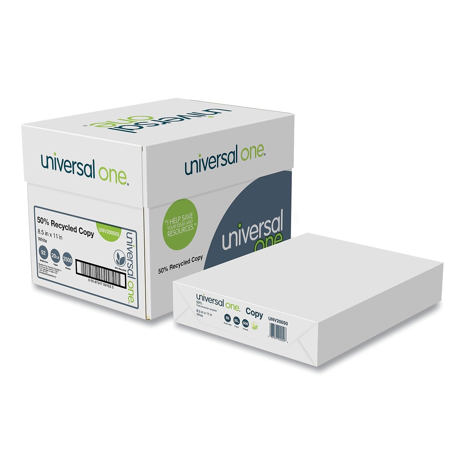 Premium 50% Recycled Copy Paper - 92 Brightness, 20 lb Bond Weight, 8.5 x 11 Inches, White, 500 Sheets per Ream (5 Reams/Carton) - Ideal for Office Printing, School Projects & Home Office Use