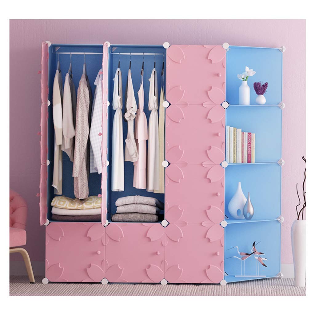 Portable Plastic Wardrobe Cabinet - Modular Closet Organizer for Hanging Clothes, Shoes, Toys & Books | Space-Saving Storage Solution for Bedroom, Closet, Dorm or Nursery (Color: H)