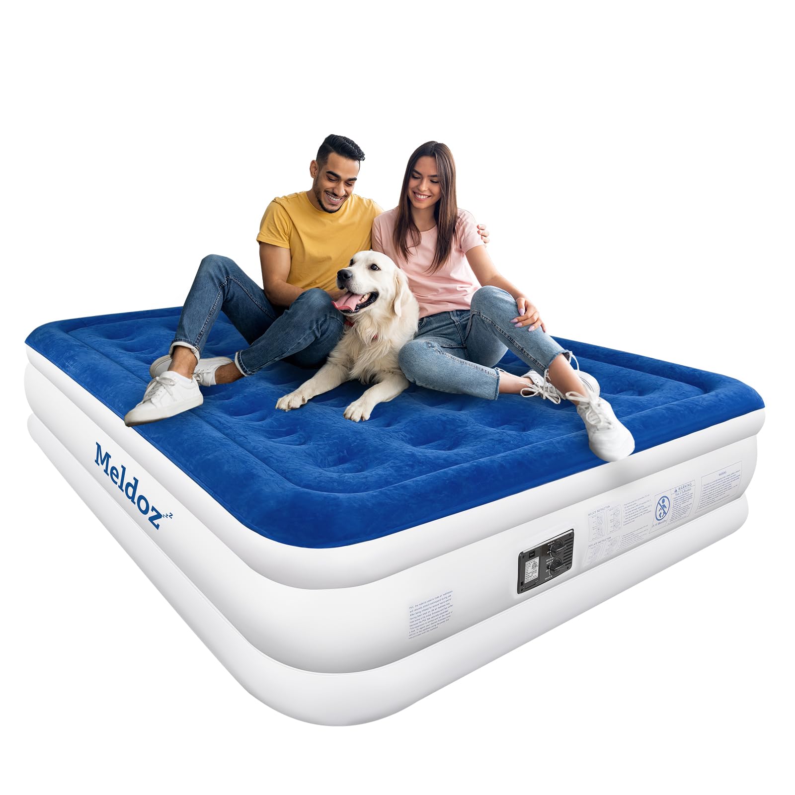**Queen Size Air Mattress with Built-in Pump - 20 Inch Double High Inflatable Air Bed for Home, Camping & Guests | 3-Minute Quick Inflation, Water-Resistant Flocked Top | Perfect for Spare Beds, Sleepovers & Outdoor Adventures**