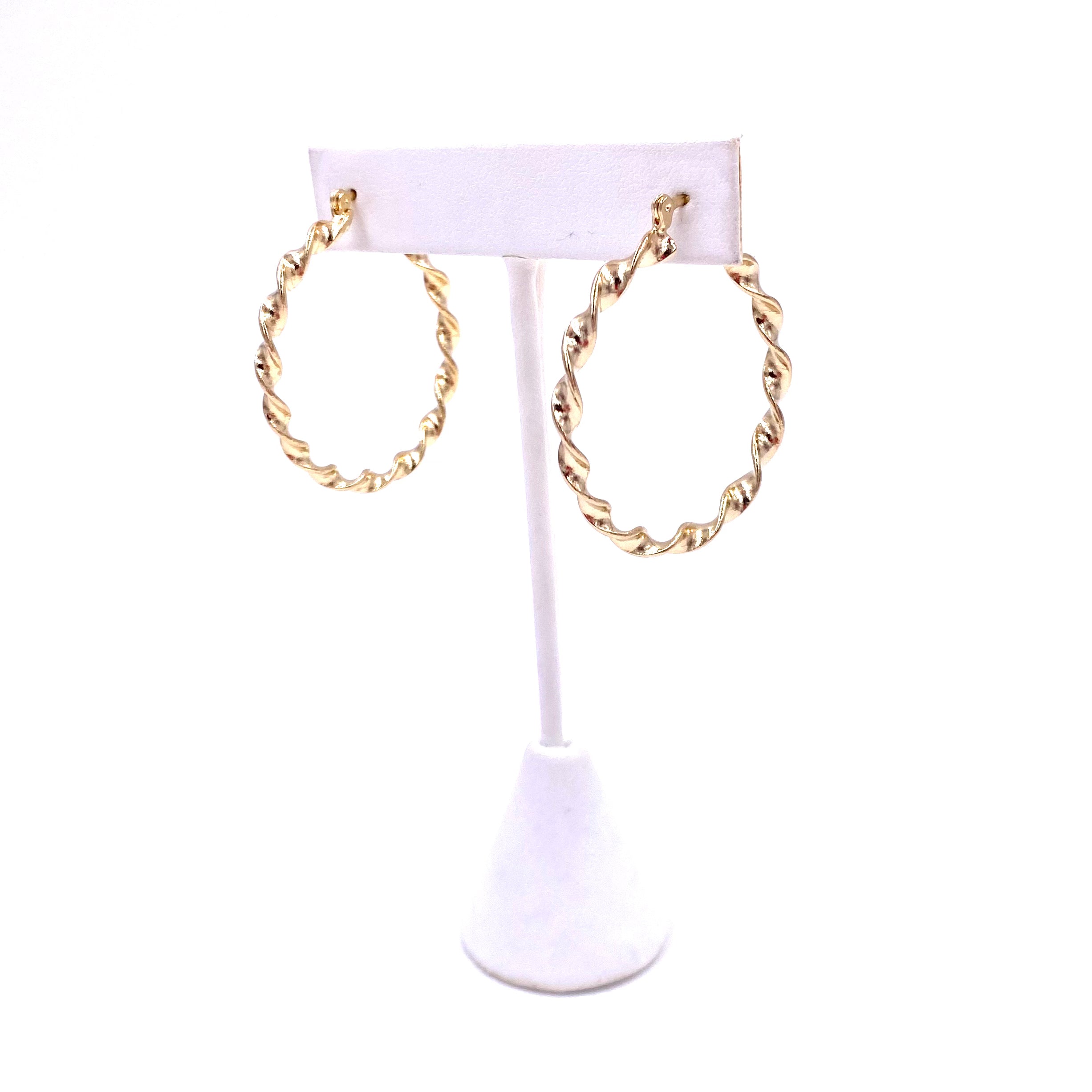 Ashley Gold Stainless Steel Hoop Earrings - 18K Gold Plated Twisted Design Dangle Earrings for Women | Perfect for Parties, Weddings & Everyday Wear