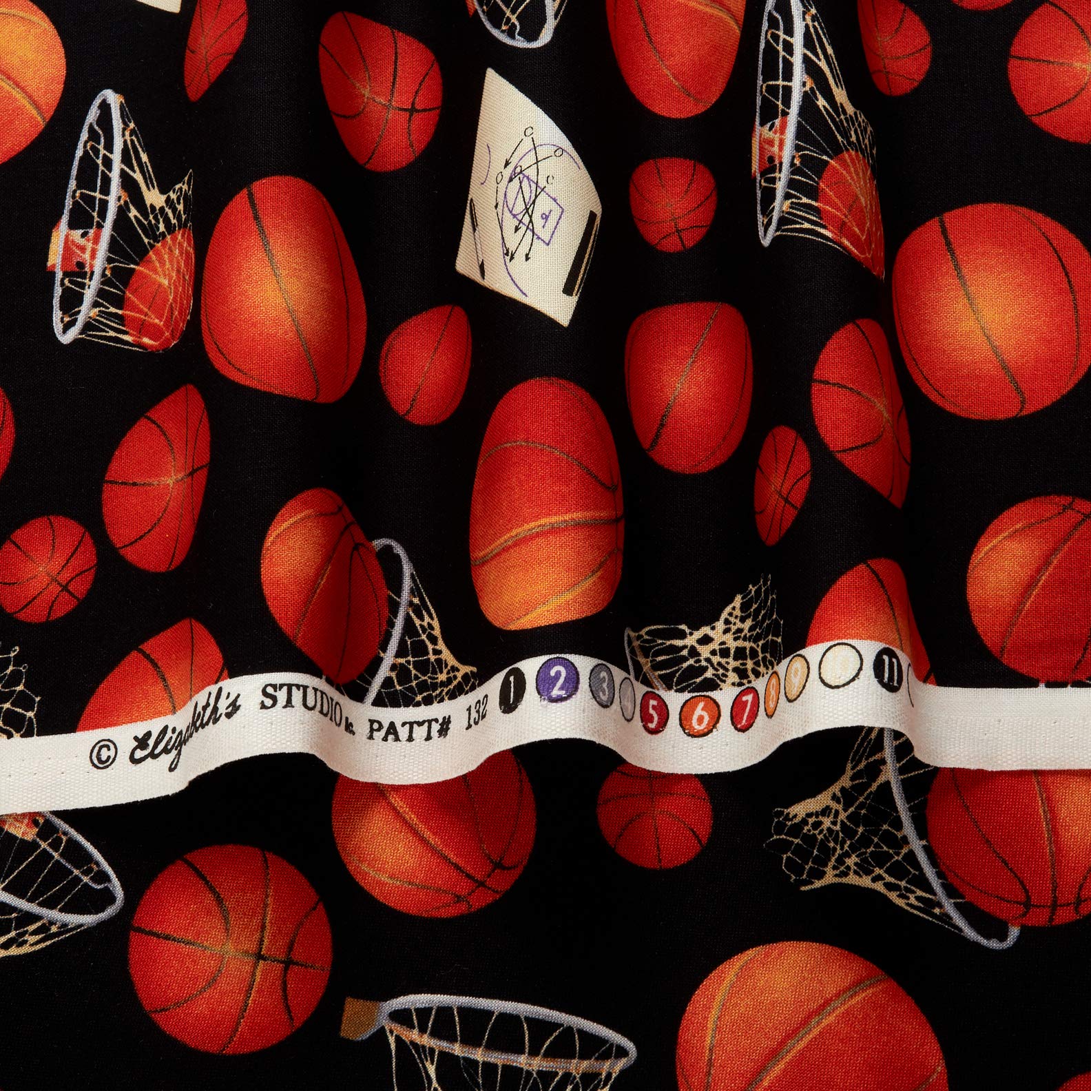 Premium Black Basketball & Hoops Quilting Fabric by the Yard - Sports Themed Cotton Material for DIY Projects, Team Apparel, and Home Decor