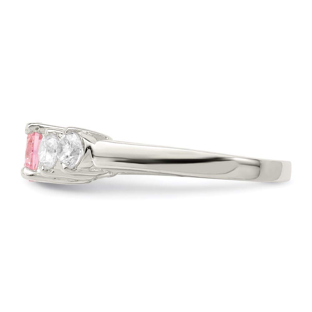 925 Sterling Silver Pink Round Cubic Zirconia Ring with Side Stones - Elegant Women's Fine Jewelry Gift for Anniversary, Valentine's Day & Special Occasions