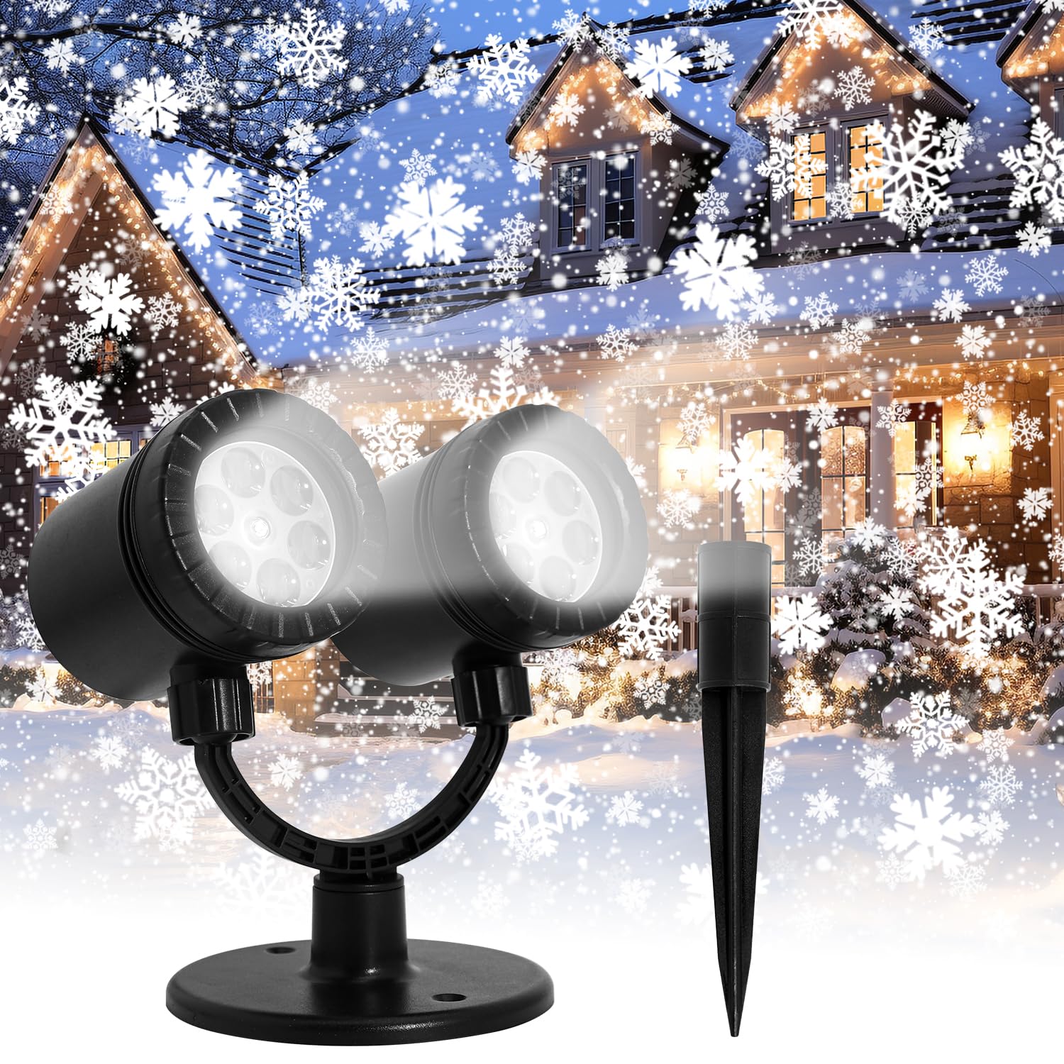 Christmas Projector Lights Outdoor - Waterproof LED Snowfall Lights with Dynamic Snowflake Effects for Indoor/Outdoor Holiday Decorations - Perfect for Christmas, Wedding, and Home Garden Decoration - Create a Magical Winter Wonderland for Your Yard, Party, or Storefront