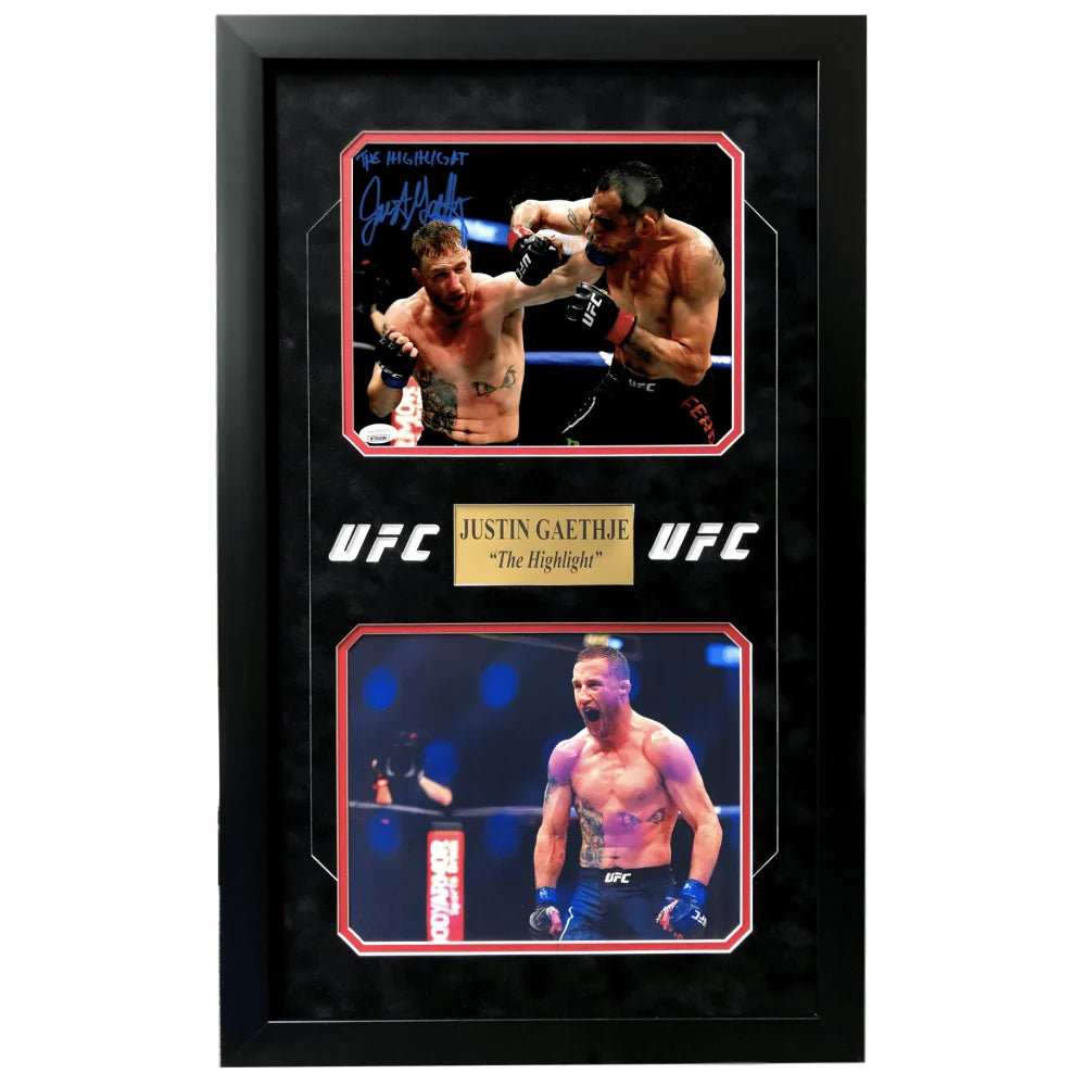 Justin Gaethje Signed UFC 8x10 Photo with JSA COA - Authentic Autographed Collectible for MMA Fans, Home & Office Decor, Sports Memorabilia Display