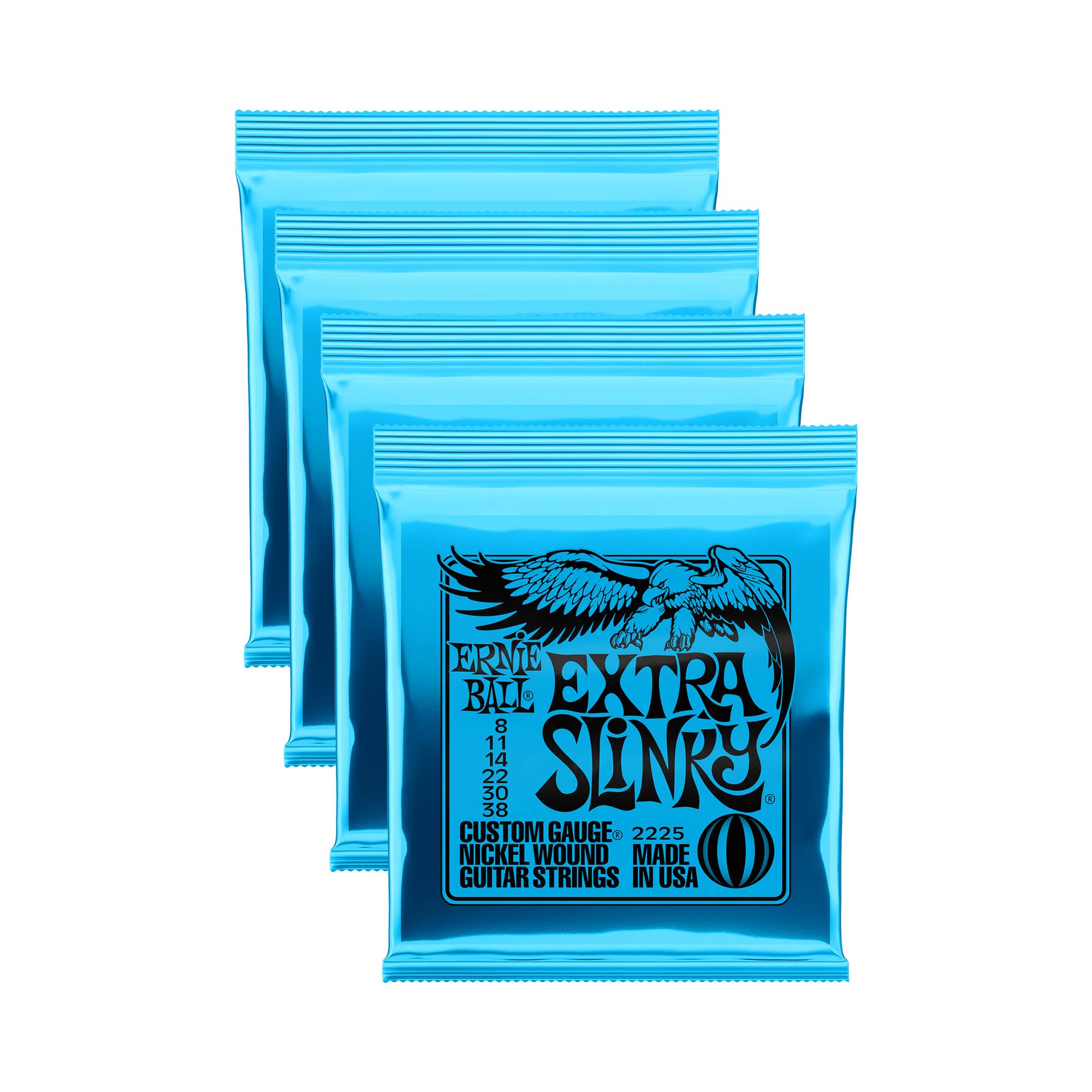 Ernie Ball P02225 Extra Slinky Electric Guitar Strings - Nickel Wound (Lot of 4) | Perfect for Rock, Blues & Metal Performances