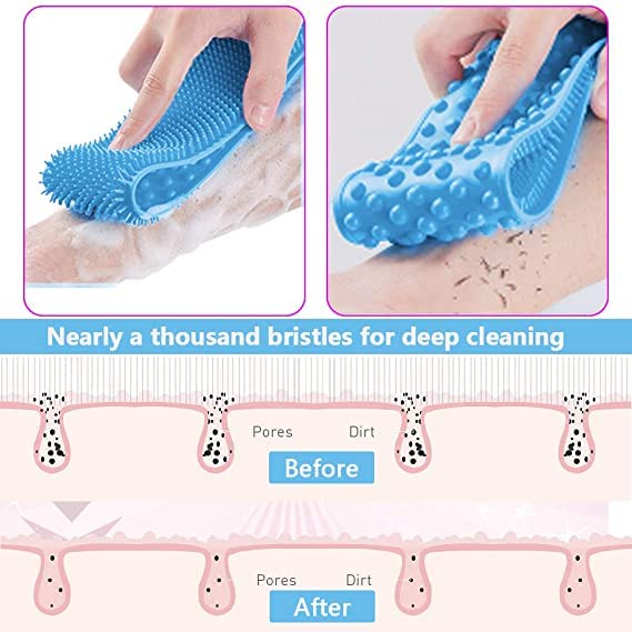 ULTRONEX Silicone Body Scrubber - Double-Sided Exfoliating Brush for Deep Skin Cleaning & Massage - Shower & Bath Use