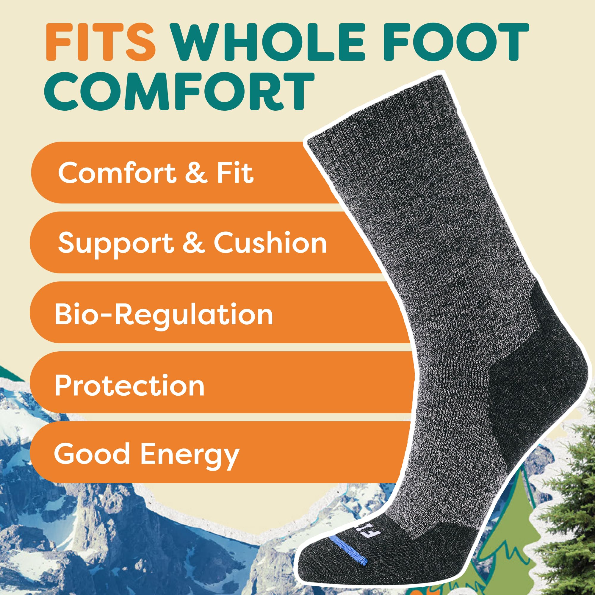 **FITS Medium Hiker Merino Wool Crew Socks for Men & Women – Lightweight, Breathable Hiking Socks for All-Day Comfort – Perfect for Hiking, Trekking & Outdoor Adventures**