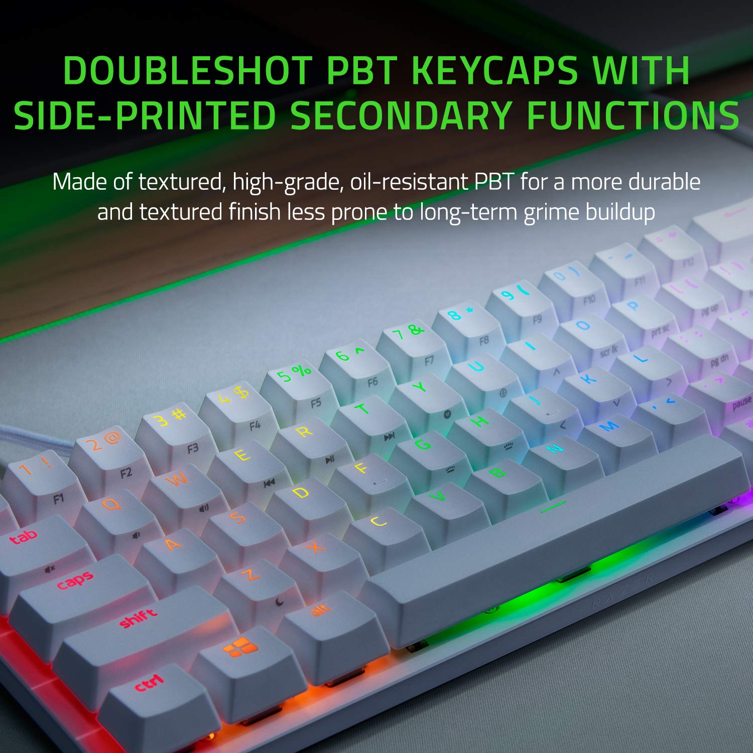 Razer Huntsman Mini 60% Mechanical Gaming Keyboard - Linear Optical Switches for Ultra-Fast Response - Customizable Chroma RGB Backlighting - Durable PBT Keycaps - Compact Design for Esports & Office Use - Perfect for Gaming, Typing & Streamers (White)
