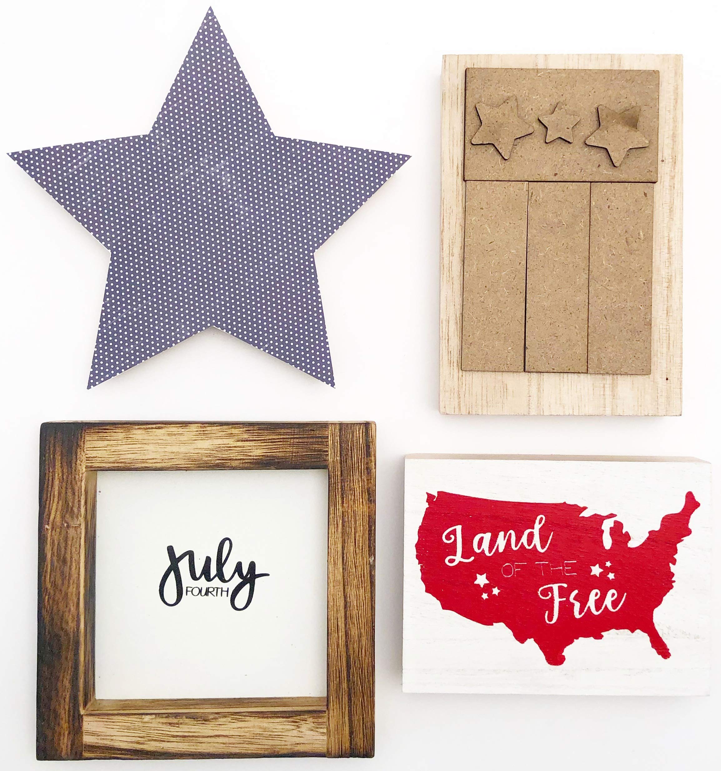 Foundations Decor July Themed Tiered Tray - Seasonal Home Decor for Summer Tablescapes, Kitchen Countertops & Holiday Displays