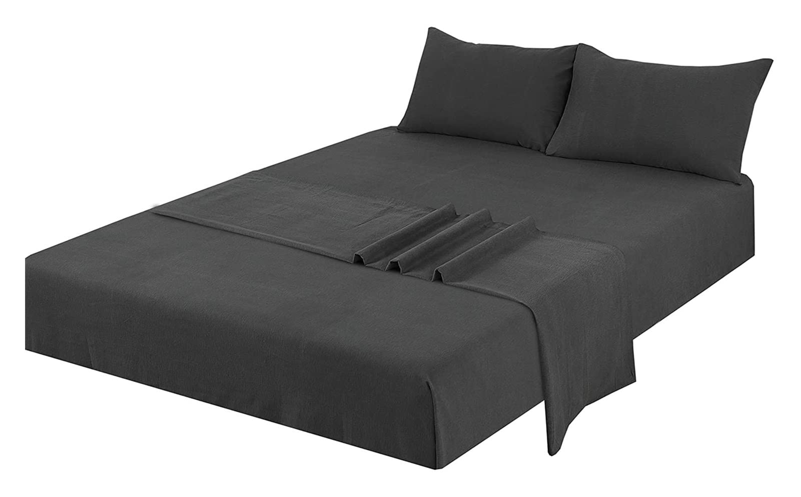 QLAZO Silky Smooth Satin 4-Piece Comforter Sheet Set - Twin Size Deep Pocket Fitted Sheet, Flat Sheet & 2 Pillowcases - Wrinkle & Fade Resistant - Dark Grey - Luxury Bedding for Cozy Sleep & Hotel-Style Comfort
