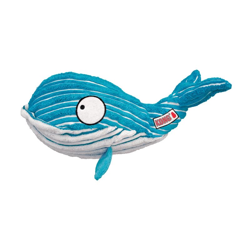KONG CuteSeas Whale Plush Dog Toy - Soft Corduroy Chew Toy for Large Dogs - Durable & Safe for Aggressive Chewers - Perfect for Playtime, Training & Cuddling