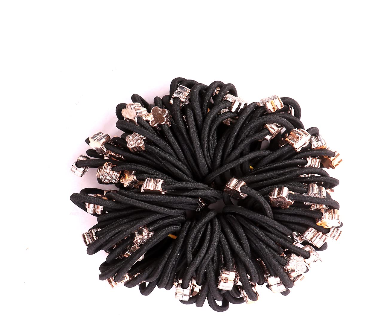 Parhon Designer Pearl Hair Accessories - 20pcs Black Elastic Hair Bands, Ponytail Holders for Girls | Elegant Hair Ropes for School, Parties & Daily Use