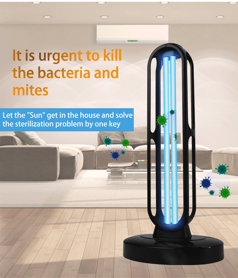 38W UV Sterilization Lamp with Safety Features - Portable Disinfection Light for Home, Office, and Travel Use