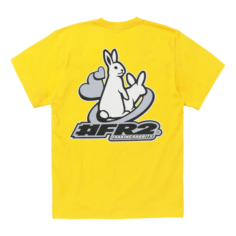 FR2 Heart Icon Graphic T-Shirt for Men - Yellow Cotton Tee - Casual Streetwear & Everyday Wear