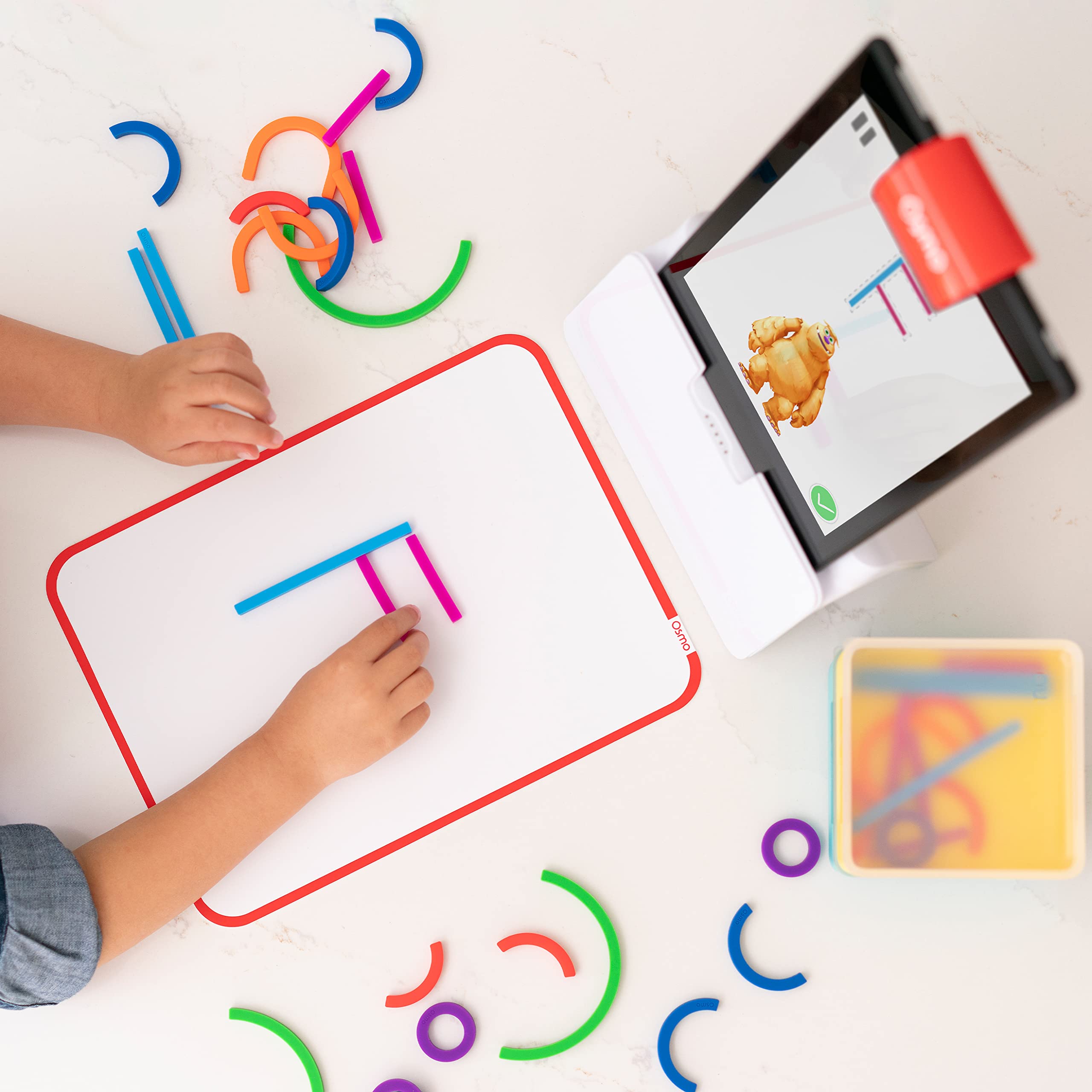 Osmo Little Genius Starter Kit for Fire Tablet - 6 Educational STEM Games for Kids Ages 3-5 (Counting, Shapes, Phonics) - Includes Tablet Base - Perfect for Early Math Learning & Valentine's Day Gifts - Great for Homeschooling & Interactive Playtime